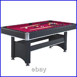 US Ship Brand New 6ft Pool Table with Table Tennis Top Black with Red Felt Hot