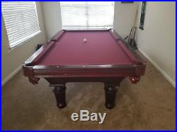 Unbranded pool table 8'x4' (3) solid slate, lamp, sticks, balls & accessories