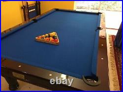 Unique Pool Table, blue felt. Made in Vietnam withaccessories(balls/cues)