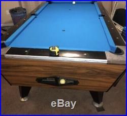 Used 7 Foot Slate Pool Table Irving Kaye With Tournament Blue Simonis Cloth