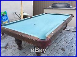 Used 97 Brunswick Billiard Pool Table With 4 Cues And Bridge Good Condition