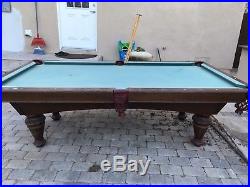 Used 97 Brunswick Billiard Pool Table With 4 Cues And Bridge Good Condition