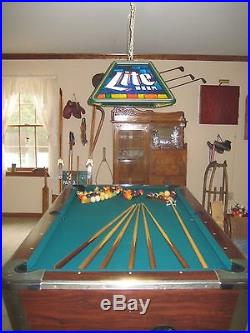 Valley coin-op pool table 7' x 3 1/2', light, sticks, balls, cover & keys