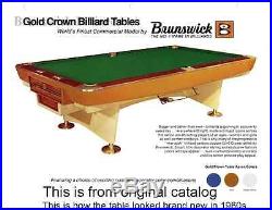 Vintage 1960s Brunswick 9' Gold Crown Pool Table with extras. Gorgeous