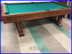 Vintage 8 foot Brunswick Billiards Mission Style Cherry Pool Table