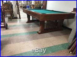 Vintage 8 foot Brunswick Billiards Mission Style Cherry Pool Table
