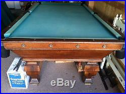 Vintage Antique Solid Wood. 3 piece Slate Top Pool Table