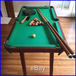 Vintage Brookstone Pool Table Mini Billiards Toy Vintage with legs & Balls 44x23