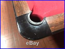 Vintage Brunswick 9 Gold Crown Pool Table Powder Coated Black Red Felted