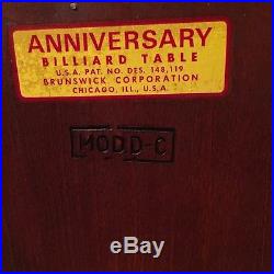 Vintage Brunswick Billiards 9 ft Anniversary Pool Table Mid Century Modern
