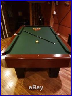 Vintage Brunswick Billiards Mid Century Modern 9' Pool Table & Accessory Chrome
