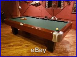Vintage Brunswick Billiards Mid Century Modern 9' Pool Table & Accessory Chrome