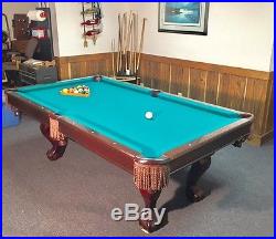 Vintage Brunswick Billiards Pool Table 7' Slate withsticks, stand, balls, more