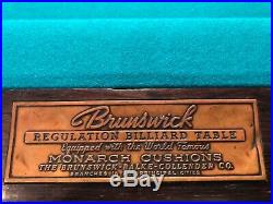 Vintage Brunswick Billiards Pool Table 9' Monarch Cushions