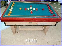 Vintage Bumper Ball Pool Table Balls and Sticks Included Slate Top