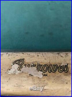 Vintage Burrowes Folding Wood Mini Pool Table withCues Sticks & 15 Original Balls