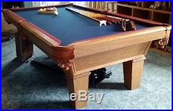 Vintage Oak Olhausen Pool Table withCues, Vinyl Cover Plus Many Extras