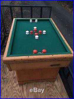 Vintage Valley Bumper Pool Table With Balls And Cues Slate Antique Mid Century