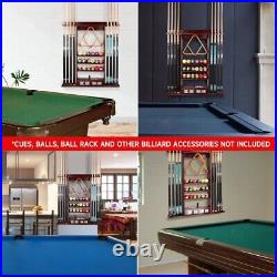 Wall Mounted Pool Cue Rack with Score Counter Solid Mahogany Wood 8 Cue Capacity