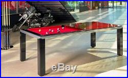 White 7' Modern Convertible Pool Billiard Table'Ultra' dining/desk/game table