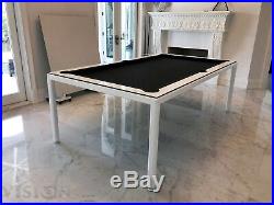 White 8' Modern Convertible Pool Billiard Table'Ultra' dining/desk/game table