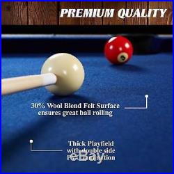 Wood Grain 5 Ft. Folding Billiard Pool Table Cue Set With Complete Accessories